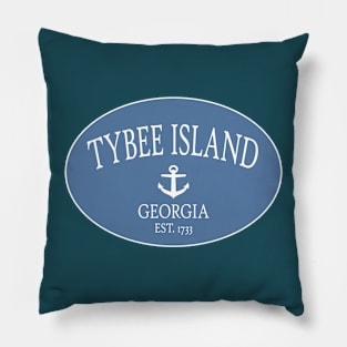 Tybee Island Georgia Sea Islands Anchor Coastal Blue Pillow