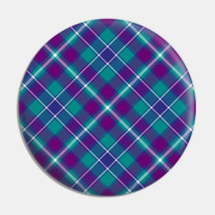 Sea Green, Purple and Blue Tartan Pattern Rotated Pin