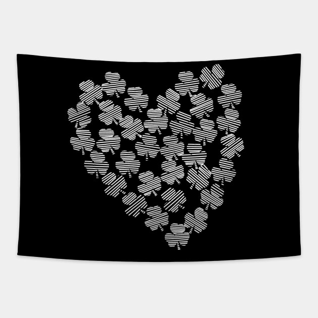 St Patricks Day Shamrock Heart Tapestry by ellenhenryart