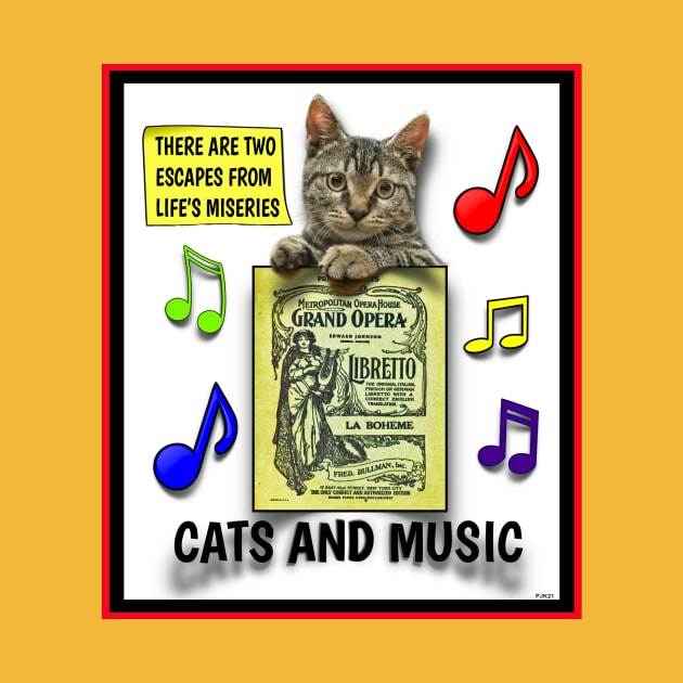 CAT AND MUSIC THERAPY FOR CRAPPY TIMES by PETER J. KETCHUM ART SHOP