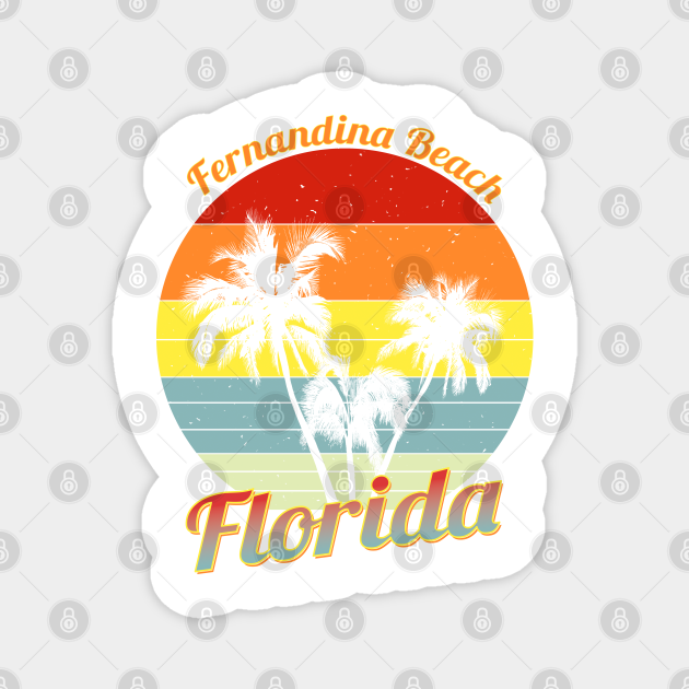 Fernandina Beach Florida Retro Tropical Palm Trees Vacation