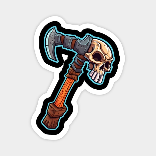 Primitive skull axe, old RPG inspired Magnet by Clearmind Arts