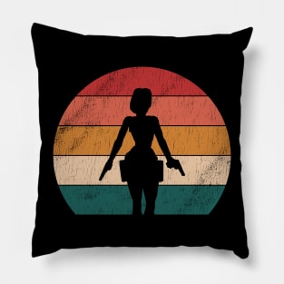 Tomb Raider Lara Croft Vintage Sunset Pillow