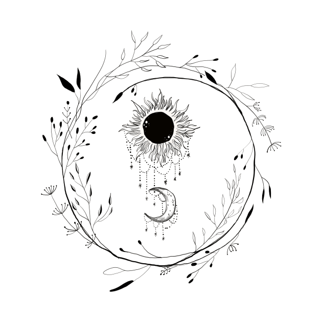 Sun and Moon Gothic Floral Design by thecolddots