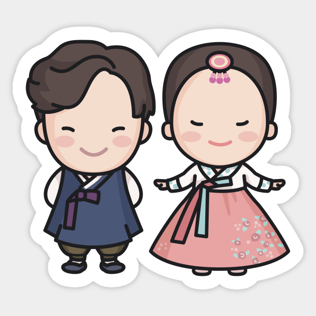Cute Korean Wedding Couple in Traditional Clothing Cartoon - Kawaii Character - Sticker | TeePublic Cute Korean Wedding Couple in Traditional Clothing Cartoon - Kawaii Character - Sticker | TeePublic