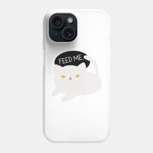 Cute Cat Design Feed Me | Kawaii White Cat Illustration | Cat Lover Gift | By Atelier Serakara Phone Case