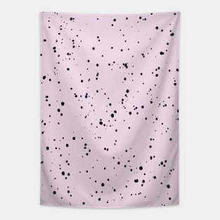 Pastel Mint Green, Pink and Black Paint Dot Drops White Background Tapestry