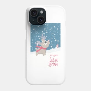 The first snow. Surprised little reindeer looking up in the sky. Let it snow and Merry Christmas. Phone Case