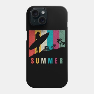 Summer. Surfer Girl, Vintage and Tropical Paradise Design Phone Case