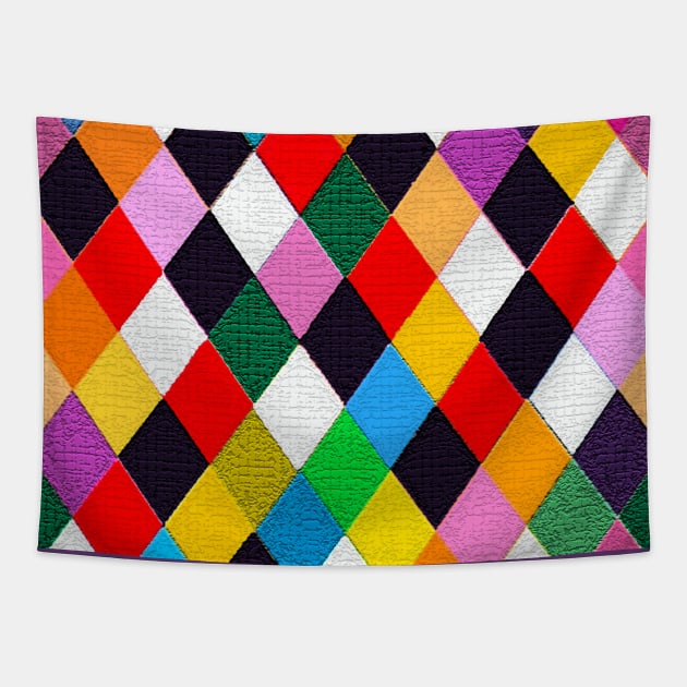 MARDI GRAS HARLEQUIN PATTERN Colorful Carnival Diamonds,Rhombuses Tapestry by BulganLumini