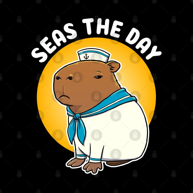 Seas the day Cartoon Capybara Sailor by capydays