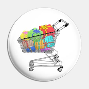 Shopping cart full with gift box Pin