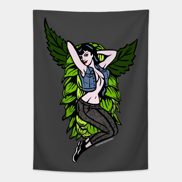 Winged Hop Pinup Tapestry by Mindy’s Beer Gear