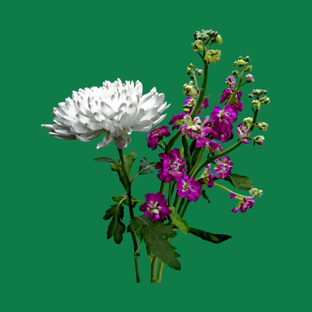 White Chrysanthemum and Purple Snapdragons by SusanSavad