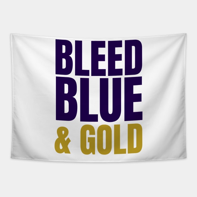 We Bleed Blue And Gold Tapestry by HobbyAndArt