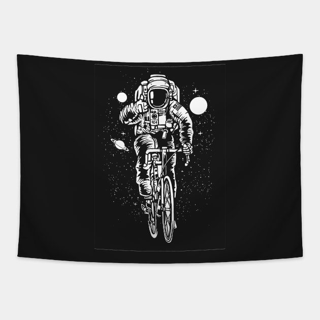 Astronaut Riding Bicycle Funny Science Hipster Design Tapestry by stockwell315designs