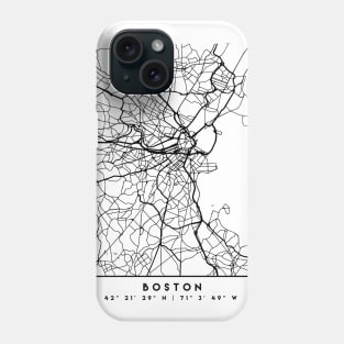 BOSTON MASSACHUSETTS BLACK CITY STREET MAP ART Phone Case