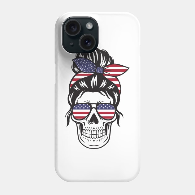 Fourth of July Mom Bun Skull glasses bandana Phone Case by ByAshleyDesign