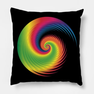 multicolored spiral in black Pillow