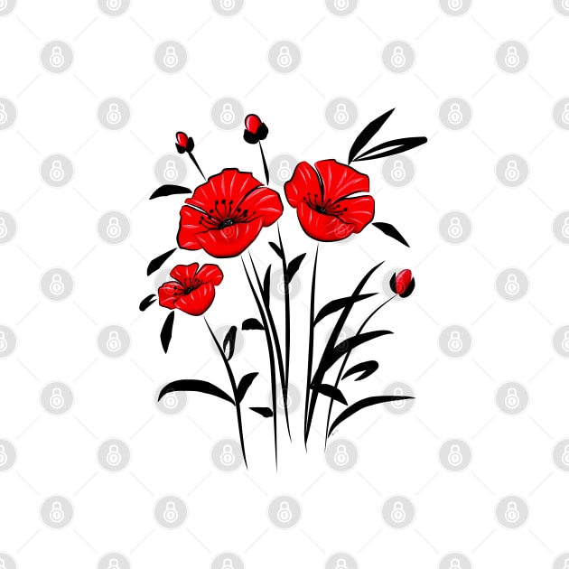 Stylized poppies by annalisaamato