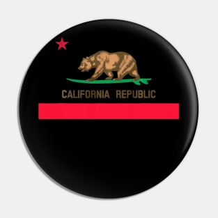 California Republic Surfing Bear State Flag Pin