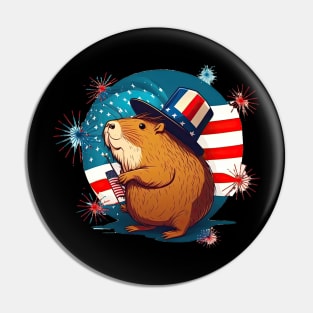 Capybara 4th of July Pin