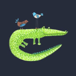 Crocodile And Birds T-Shirt