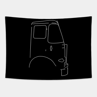 Vintage Atkinson lorry side view white outline graphic Tapestry