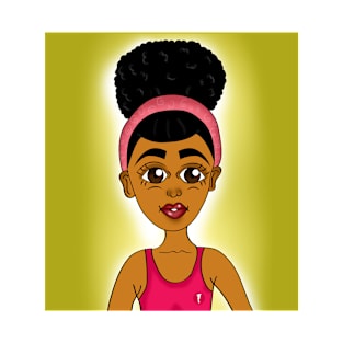 cute black girl digital art with afro T-Shirt