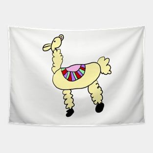 Kids Llama Drawing Tapestry