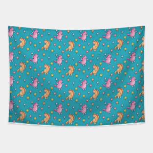 Whimsical Unicorns and Flowers Pattern Tapestry