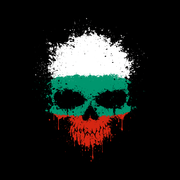 Chaotic Bulgarian Flag Splatter Skull by jeffbartels