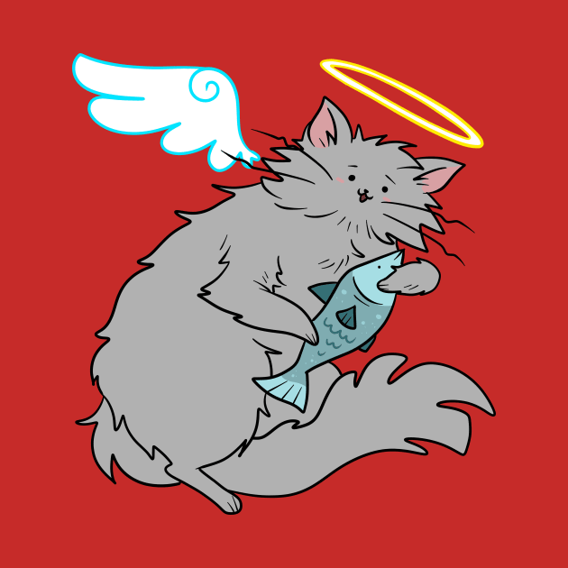 Fluffy Gray Cat Angel by saradaboru