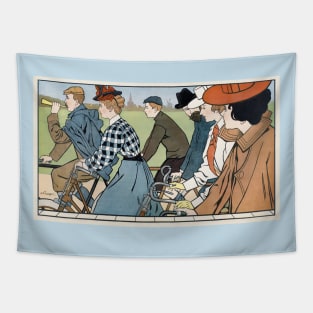 Hamers rijwielen cyclists print by Johann Georg van Caspel Tapestry