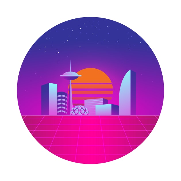 Synthwave 80's neon city by RARA_AVIS