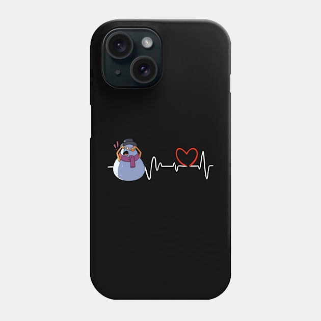 Heartbeat Christmas Snowman Face Warming Up Heart Frequency Phone Case by alcoshirts