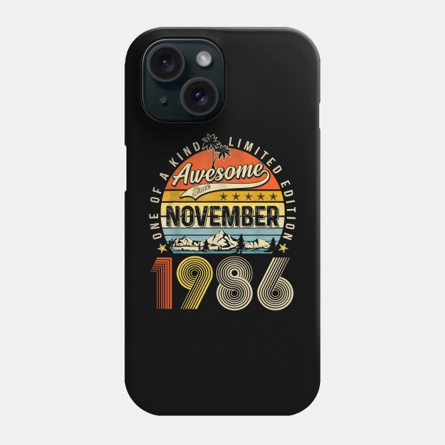 Awesome Since November 1986 Vintage 37th Birthday Phone Case by Red and Black Floral