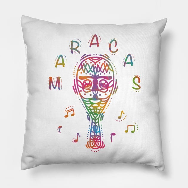 Mexican maracas Cinco de Mayo Pillow by Xatutik-Art