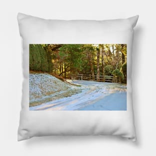 Snow-Covered Road Pillow