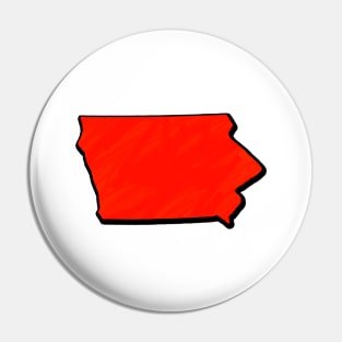 Bright Red Iowa Outline Pin