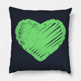 Pastel Green Heart Chalkboard Doodle Pillow