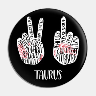 Taurus, Zodiac, May, Yin Yang, Peace Sign, Middle Finger Pin