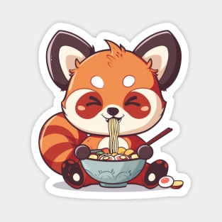 Cute Red Panda eating ramen Magnet