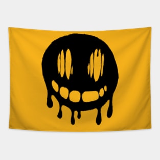 Smiley face melting (black) Tapestry