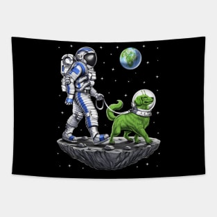 Space Astronaut Walking Alien Dog Tapestry