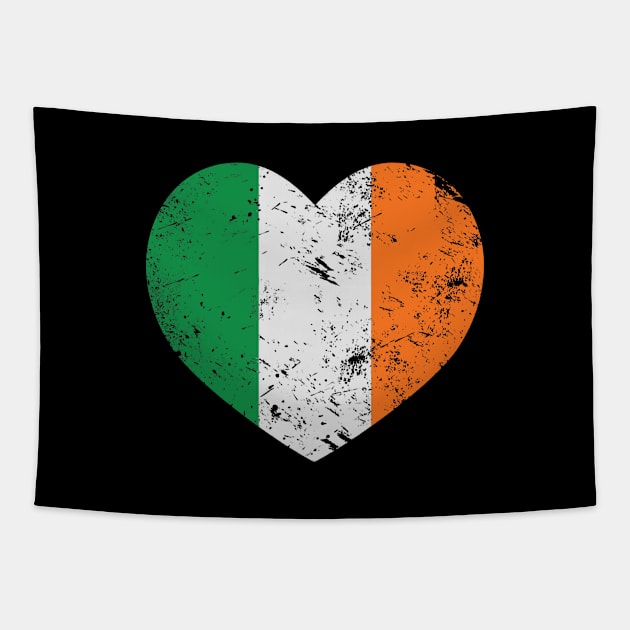 Irish Flag Heart Design Tapestry by PsychoDynamics