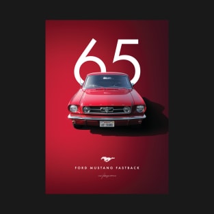 1965 Red Ford Mustang Artwork T-Shirt