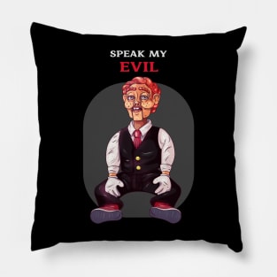 Creepy Vintage "Speak My Evil" Ventriloquist Dummy Pillow