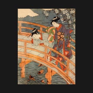 Harmony on the Bridge - Vintage Japanese Art Ukiyo-e T-Shirt