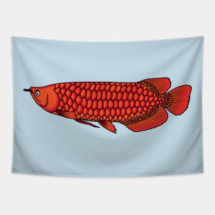 Red Arowana fish cartoon illustration Tapestry